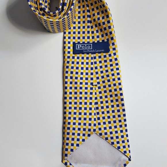 Polo Ralph Lauren Mens Silk Geometric Tie Yellow - Picture 3 of 7